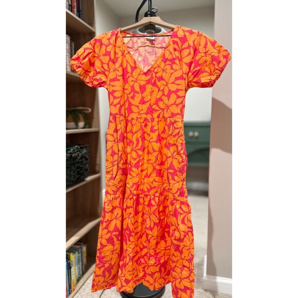 J. Crew Tiered Midi Puff Sleeve Dress - Picture 3 of 11